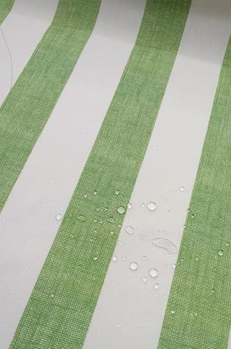 Tischdeckenstoff beschichtet Streifen - Wachstuch Stoff Meterware gestreift, wasserabweisender Dekostoff, abwaschbare Acrylstoff bedruckt Blockstreifen *Ab 50 cm, Farbe: 023 apfelgrün