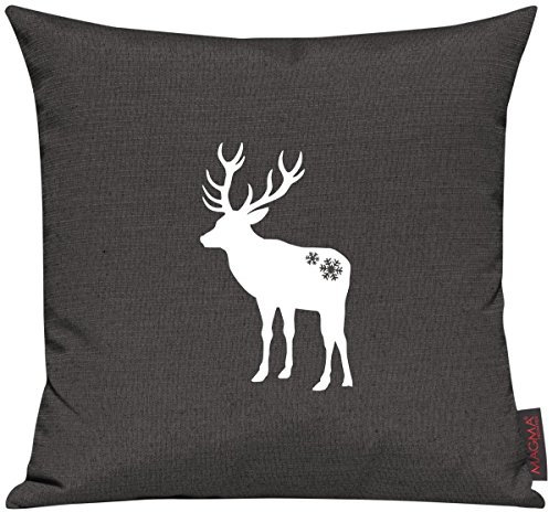 Shirtinstyle Sofakissen, Kissenbezug, Kissenhülle, Motiv Weihnachten Rentier, Größe 40 x 40cm, Farbe Anthrazit