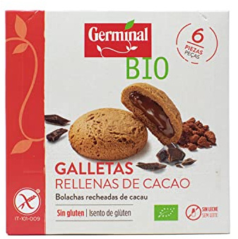 Galletas sin gluten rellenas de crema de cacao bio - GERMINAL - 200g, Pack of 10