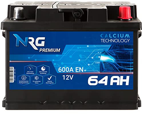 NRG Premium Autobatterie 12V 64Ah ersetzt 55AH 56AH 60AH 61AH 62AH 63AH Batterie