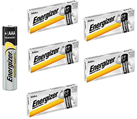 Lot de 50 piles industrielles AAA LR03 Energizer - EN92 de taille MN2400 - piles alcalines de 1,5 V pour usage quotidien - longue durée