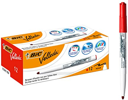 BIC Velleda 1741 whiteboardpennor – röd, låda med 12
