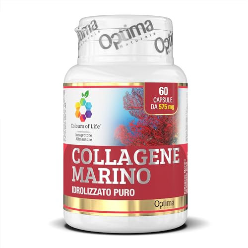 Optima Naturals, Colours of Life Collagene Marino Idrolizzato Puro - Integratore di Collagene Marino - Senza glutine, 60 capsule