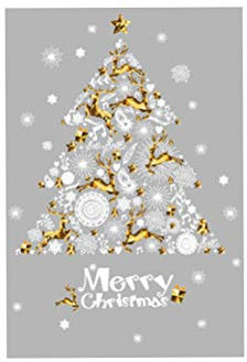 Bestoyard Natale finestra immagine albero di salice Golden Renna Merry Christmas autoadesivo statico adesivo PVC adesivo decorazione natalizia 60 x 90 cm