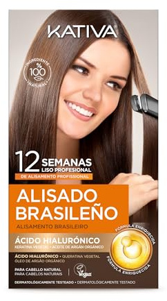 Kativa Pack Ahorro Kit Alisado Brasileño com Champú Post Alisado - Tratamiento Alisado Profesional En Casa - Hasta 12 Semanas de Duración - Alisado Keratina