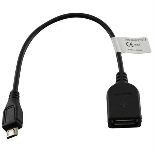 Trade-Shop OTG Adaptor Cable Micro USB (On-The-Go Micro A Male to USB B Female) for Energy Sistem Phone Pro Qi FANTEC Boogy Limbo Gigaset GS270 Plus Black