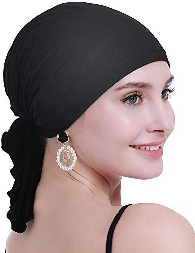osvyo Chemo Headscarf for Women Hair Loss - Cancer Slip On Headwear Turbans Sealed Packaging Black