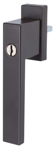 MS Beschläge Fenstergriff - Aluminium Fensterolive Sicherheitsfenstergriff - Kinderschutz Rasterolive Fensterschliesser abschliessbar mit Schlüssel und einbruchshemmend (Braun - RAL 8019)