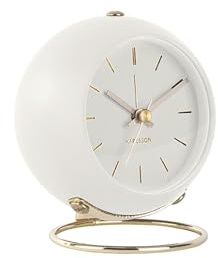 Karlsson [DL] Alarm Clock Globe White, des. Armando Breeveld D. 9,5cm, H.10,5cm, Depth. 7cm, Excl. AA Battery -