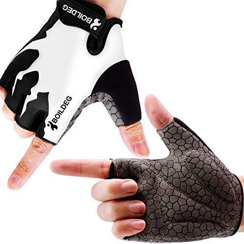 boildeg Fahrradhandschuhe Radsporthandschuhe rutschfeste und stoßdämpfende Mountainbike Handschuhe mit Signalfarbe geeiget Unisex Herren Damen