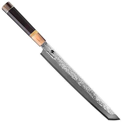 Couteau Sashimi Japonais de 11 pouces 33 Couche Damas Cuisine En acier Couteaux de filetage Tranking Fish Cleaver Saumon Sushi Sashimi Couteaux Couteau de Chef