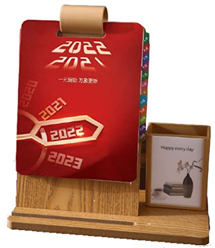 YMXWFC 2022 Tischkalender Stand-Up-Schreibtisch-Kalender 2022 mit Holzstifthalter, 8.9 x4.6 x9.7 Flip Desk Calendar Multifunktionszeitplan-Notebook Desktop-Verzierung (Color : Type-B)