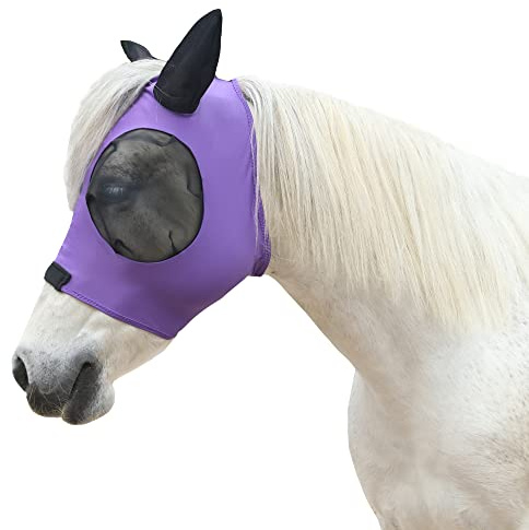 LEAFOREST Pferde Mesh Fliegenmaske mit Ohren, Weiche Netzmaske Anti-UV mit Ohren Violett, Full