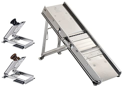 Louis Tellier 3839 Bron Coucke Mandoline Slicer with Hand Guard and (2) Blades, Stainless Steel