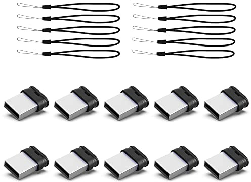 32GB Small USB Drive K&ZZ 10 Pack 32 GB Mini Flash Drive with Lanyard 32G Low Profile USB Flash Drives Micro Thumb Drive for PC Laptop (32GB, Black)