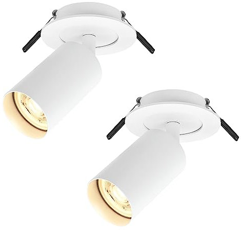 Spots de Plafond Orientable & Pivotant Plafonnier LED Spot Blanc avec Douille GU10, 2 x Éclairage de Plafond LED avec anneau frontal amovible, Spot Led Encastrable pour Cuisine, Couloir, sans ampoules