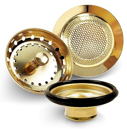 Liubeili 3 Tapones Dorados para Fregadero de Cocina, de Acero Inoxidable, tapón de eliminación de Basura, Filtro Universal antiobstrucción para Fregadero de Cocina, colador de Cesta de tamiz, Borde