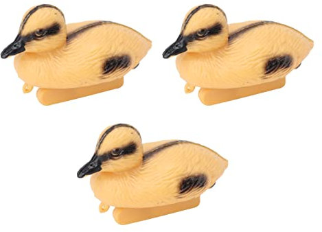 MISNODE Lot de 3 Statues de Jardin Flottantes en Forme de Caneton Jaune en Plastique pour Bassin de Jardin, Piscine, Pêche, Décoration d'eau(Orange)
