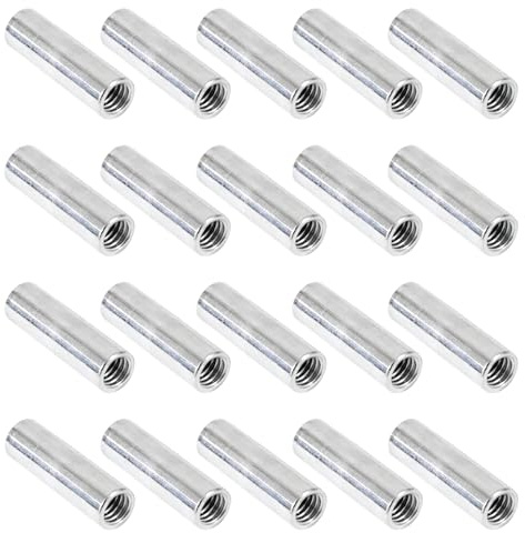 NIDAYE 20 Packs 3/8-16 Round Rod Coupling Nuts, UNC Threaded Round Connector Nuts，Length: 40mm