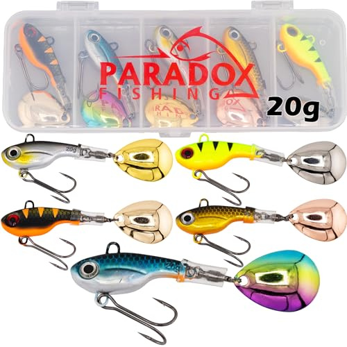 Paradox Fishing Infinity Jig Spinner 5er Set 20g - Spin Jig zum Barsch Angeln Barsch Köder Zander Hecht Spinnerbait Spinn Köder – Barschköder