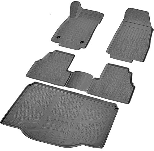 RECAMBO Gummimatten & Kofferraumwanne Set passend für Opel Mokka | Mokka X | BJ ab 2012> - 100% passgenaue Auto Fußmatten und Kofferraummatte aus hochwertigen rutschfesten TPE - Schwarz