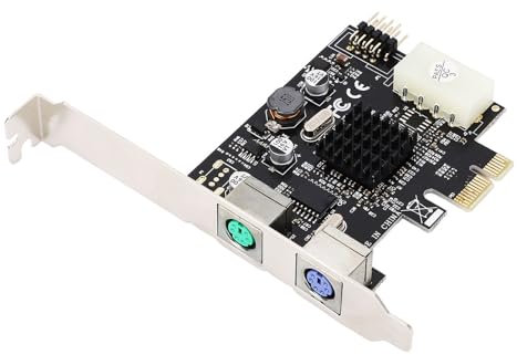 Scheda Adattatore PCIE a PS/2, Chip MCS9990CV Scheda di Espansione Porta Tastiera e Mouse PCIE a 2xPS/2 Pin USB 2.0 Incorporata