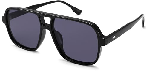 COASION Retro Sonnenbrille für Damen Herren - XL Übergroß 70er Jahre Sonnenbrille UV400 Schutz Trendy Double Brücke Rahmen Brille