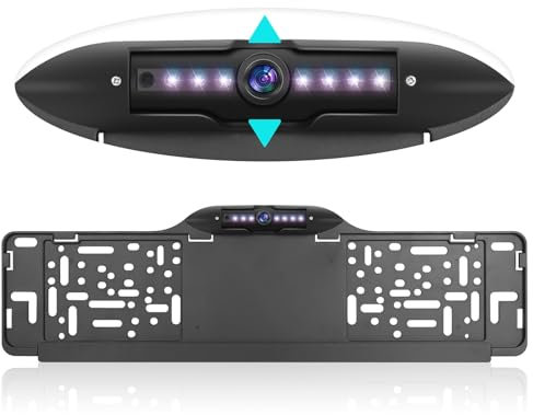 Inefala Telecamera di Retromarcia per Auto - Kit Porta Targa Telecamera Posteriore con Retromarcia per Telaio Europeo