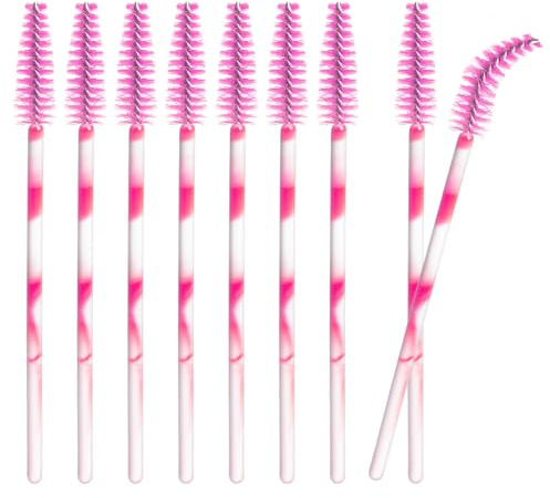 Einweg-Wimpernbürsten 50 Stück Wimpernbürstchen für Mascara,Einweg Mascara Zauberstäbe,Wimpern Augenbrauen Bürste,Wimpernverlängerung,Augen Make-up (Pink)