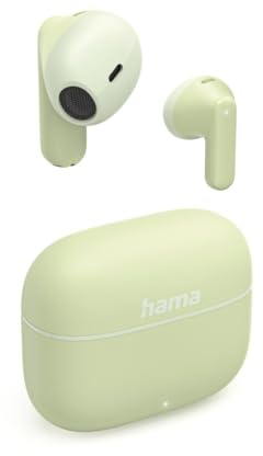 Hama Écouteurs Bluetooth 5.3 sans Fil Freedom Light II, Intra Auriculaires, TWS, Autonomie 20h, Earbuds Compatible Siri Google Assistant, Micro, Commande Vocal/Tactile, Boitier Recharge USB-C, Vert