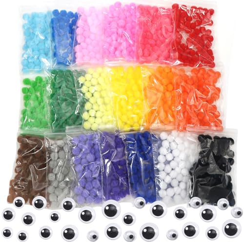 TOAOB 1140 Stück Bunte Mini Pompons Basteln 10mm Filzkugeln Multicolored | Plüsch set Bälle, Kunst Bommel, für Dekorieren Verzieren, Nähen DIY Lustige Kreativen, Handwerk, wiederverwendbar