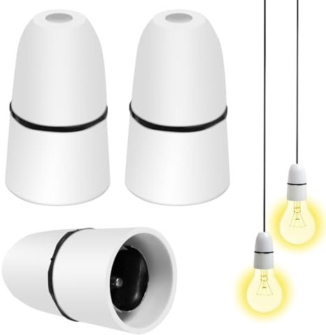 3 Pack B22 Bayonet Pendant Lamp Holder White 4A 250V Ceiling Light Fitting Unswitched Bayonet Cap Lamp Holder for Ceiling Lights Pendant Lamps Chandeliers and Wall Lamps(Diameter 37mm)