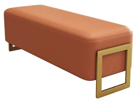 RTYHN Leder Bettbank Garderobenbank mit Kissen Wohnzimmer Eingangsbereich Schuhbank Fußbank mit Metallbeine Essbank für Garderobe
