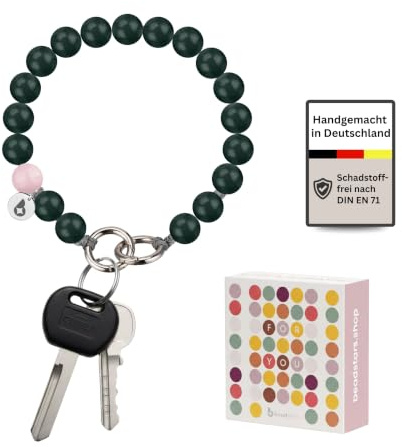 beadstars Perlen Handykette kurz oder Schlüsselanhänger mit Karabiner (25cm) - Ideal für Autoschlüsselanhänger, Schlüsselband, Handyanhänger kompatibel mit iPhone & Samsung (Forest Rose)