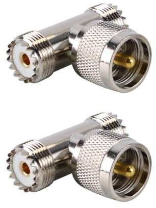 Gorise 2 Stück UHF Triple T Shape Adapter UHF PL-259 Stecker Auf Dual Buchse SO239 Buchse 3-Wege-Splitter RF Koax-Stecker
