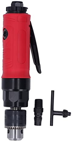Baxnore 3/8 en taladro neumático, taladro de aire de manejo recto 2500 rpm con llave llave, taladro de alimentación de aire industrial compacta para espacio confinado, reparación