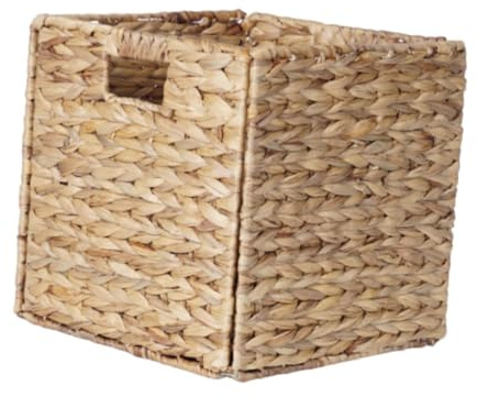 Panier de rangement pliable en jacinthe pour chambre à coucher, table de bureau, 25 cm x 25 cm x 25 cm, naturel 25 x 25 x 25 cm