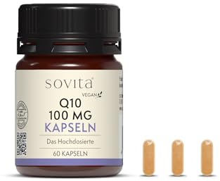 sovita Q10 100 mg Kapseln mit natürlichem Coenzym Q10 | Hochdosiert & vegan zur Unterstützung des Energiestoffwechsels | Ohne tierische Inhaltsstoffe | 60 Kapseln