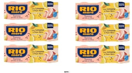 Rio Mare Tonno all'Olio d'Oliva con Limone e Pepe Nero, 6 CONF DA 65g x 3, + portachiavi italy shop service
