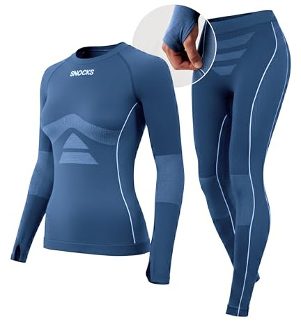 Snocks Thermounterwäsche Damen - Perfekte Passform, atmungsaktive Skiunterwäsche - Wärmeisolierende Funktionsunterwäsche für Wintersport - Gr. XS-XXL
