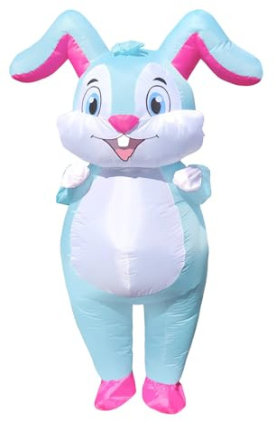 Aufblasbare Kaninchen Kostüm Erwachsene – Reitbare Luft Kostüme Herren Damen, Lustige Karneval Kostüm für Halloween Weihnachten Ostern Fasching Party（inflatable rabbit costume adult women man）