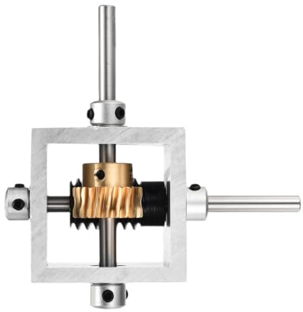 Muuookka Réducteur à Vis Sans Fin à Angle Droit (90°), Rapport de Réduction 1:20, 1 Module, 20 Dents, DIY, Arbre de 6 Mm, Boîtier 100 X 100 X 50 Mm