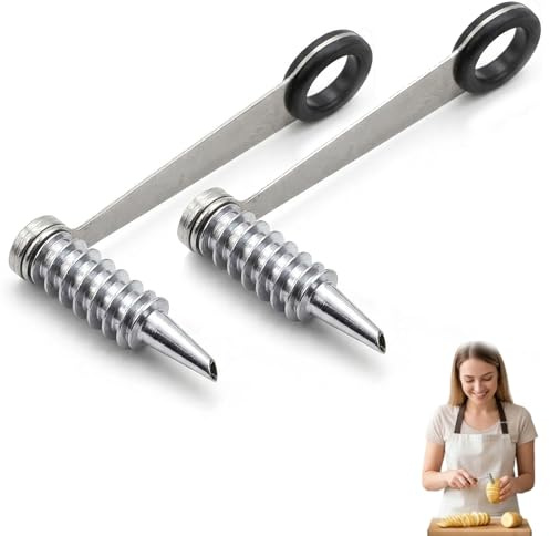 Espiralizador de Verduras, 2 Piezas Cortador de Patatas en Espiral Manual de Acero Inoxidable, Ideal para Calabacines, Zanahorias, Pepinos, Manzanas y Más Frutas y Verduras