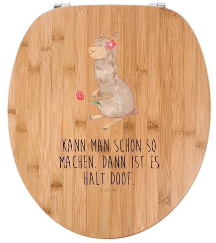 Mr. & Mrs. Panda Motiv WC Sitz Alpaka Blume - Geschenk, Klobrille, Klodeckel, Lamas, Lama, Alpaka Spruch, WC-Sitz, Toilettendeckel, Alpaka Geschenk,