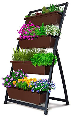 Outland Living 4-Ft Raised Garden Bed - Vertical Garden Freestanding Elevated Planters 4 Container Boxes - Good for Patio Balcony Indoor Outdoor - Perfect to Grow Vegetables Herbs Flowers