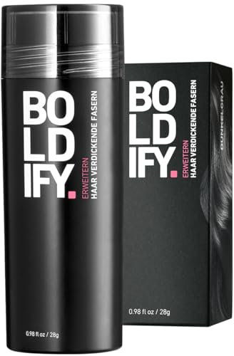 BOLDIFY Fibres Capillaires Naturelles - 28g - Poudre Densifiante – Masque la Perte de Cheveux en 15s – Pour Hommes et Femmes (Gris Foncé)
