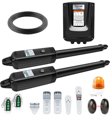 TOPENS KD702 Dual Swing Gate Opener Light Duty Automatic Gate Motor for Double Swing Gates Up to 3.6m per Arm, Electric Driveway Gate Operator AC Powered with Remote Control, Beacon and Photo Sensor