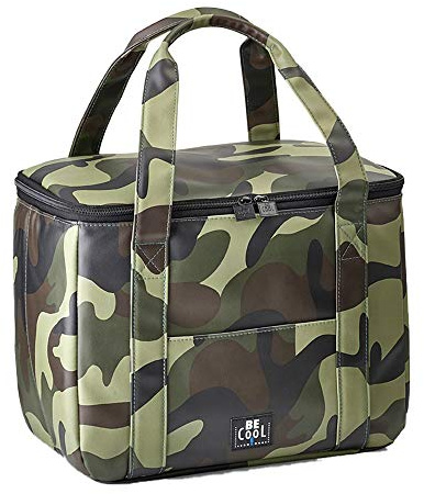 Sehr große Be Cool City Kühltasche in Camouflage Optic L mit 42x 20 x 30 cm, ca. 25 l Volumen mit Breiten Tragegriffen für Picknick, Schule, Ausflüge, Reisen, Angler oder Jäger