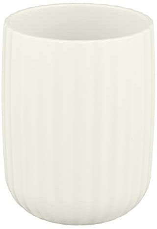 Wenko Bicchiere Porta Spazzolini Agropoli Crema per Spazzolino e Dentifricio in Plastica di Qualità, Modellatura Plastica e Superficie Strutturata, Senza Bisfenolo A, Ø 7,5 X 10 Cm