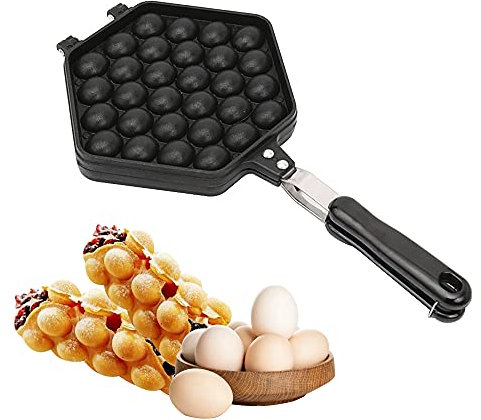 Generic Gofrera profesional para hacer burbujas y hacer gofres en forma de huevo, para hacer huevos, Hong Kong, 30 unidades, doble placa de calefacción antiadherente